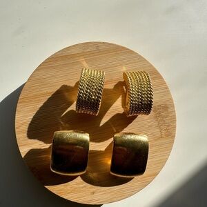 Vintage Gold Tone Bundle Earrings Set
